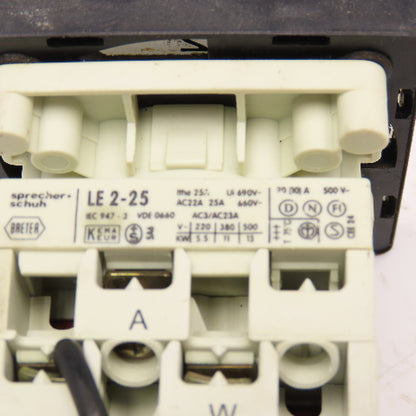 Sprecher + Schuh LE2-25 3 Position Rotary Cam Switch 660V 25A 13kW