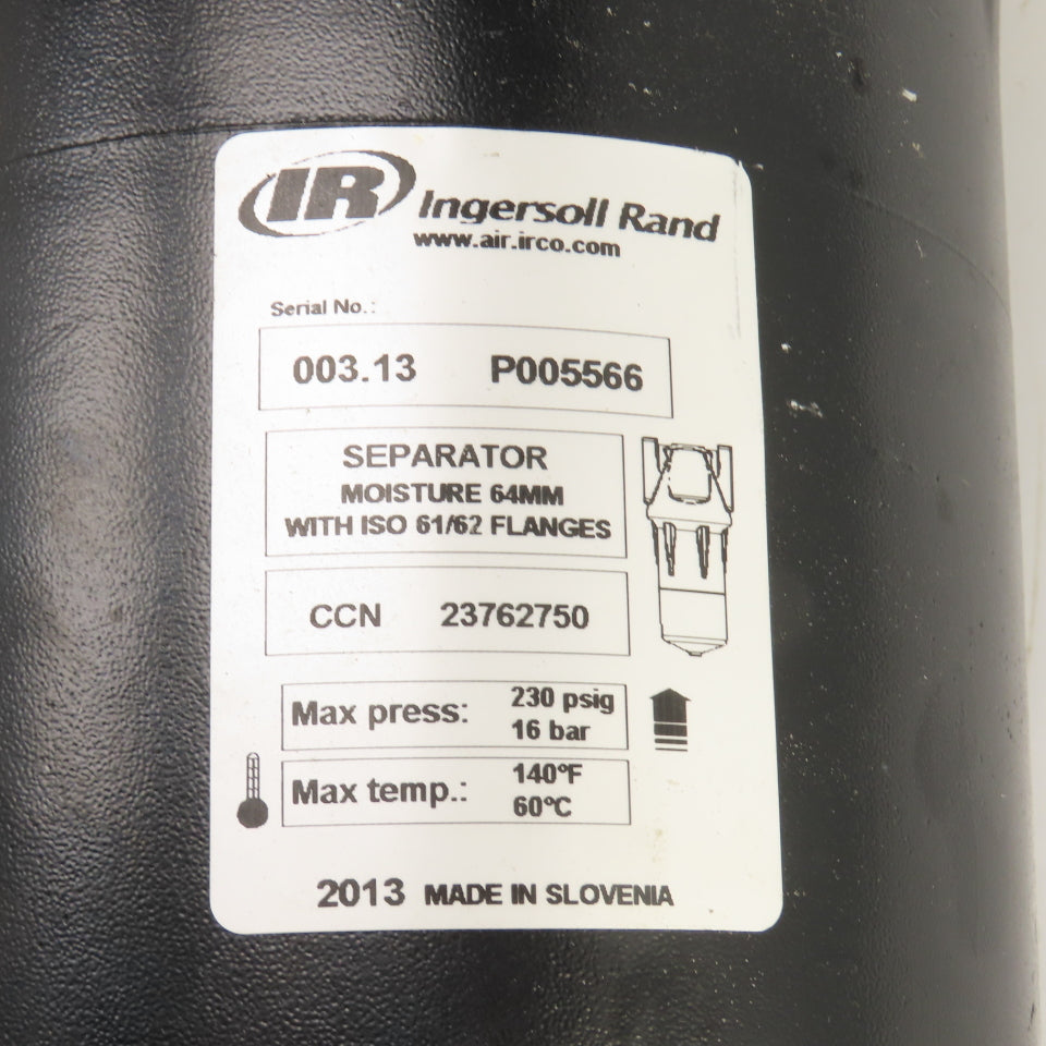 Ingersoll Rand 23762750 Moisture Separator 230 PSIG Max 2.5" Flanged Ports 64mm
