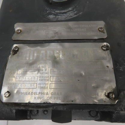 Philadelphia 7HP-2 6.2:1 Ratio 40Hp 282RPM Parallel Gear Reducer