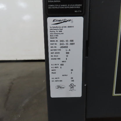 Enersys EH3-12-900 Enforcer 24V DC 145A Battery Charger 480V 3PH 900AH 12-Cell