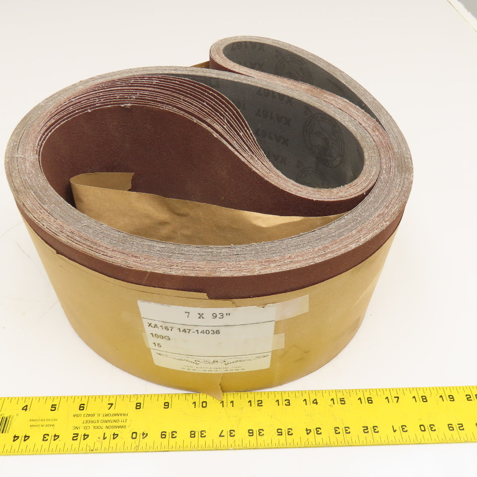 Deerfos 7" x 93" Aluminum Oxide Sanding Belt 100 Grit Lot Of 15