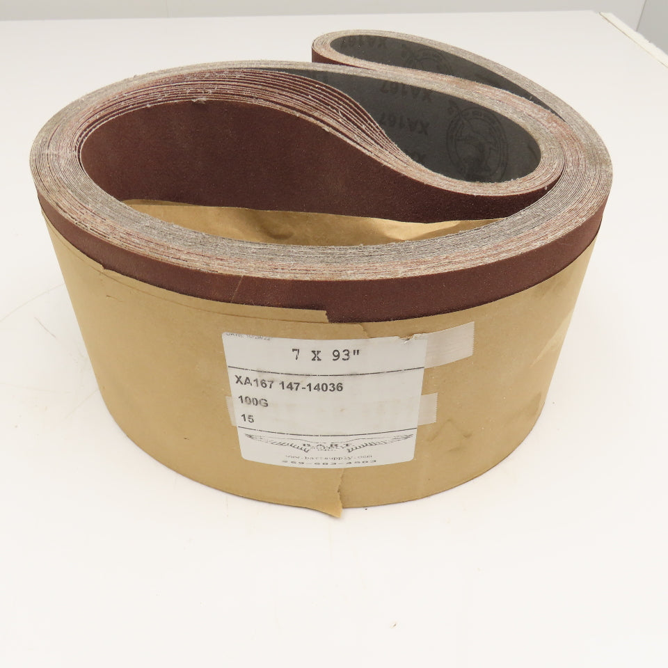 Deerfos 7" x 93" Aluminum Oxide Sanding Belt 100 Grit Lot Of 15
