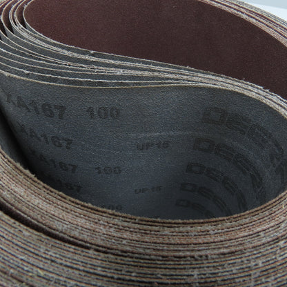 Deerfos 7" x 93" Aluminum Oxide Sanding Belt 100 Grit Lot Of 13