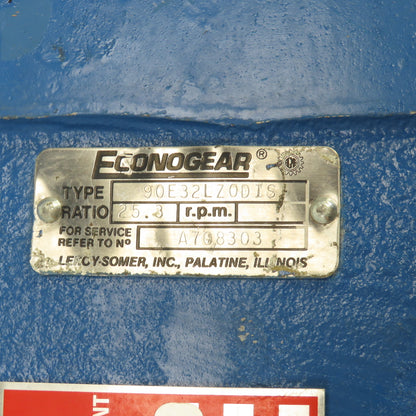 Econo 90E32LZ0DIS 25.3:1 Ratio Left Hand Gear Reducer 7/8" x 1-3/4" Shafts