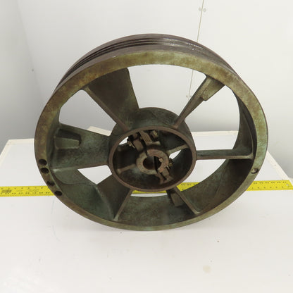 Quincy 8297-1R 23-1/2" OD Cast Iron Air Compressor Flywheel 3-Groove 1.9" Bore