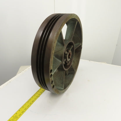 Quincy 8297-1R 23-1/2" OD Cast Iron Air Compressor Flywheel 3-Groove 1.9" Bore