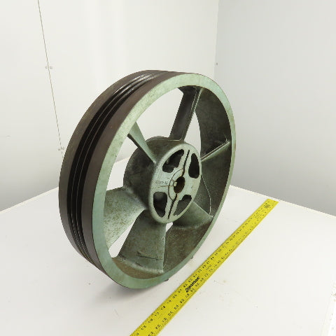 Quincy 8297-1R 23-1/2" OD Cast Iron Air Compressor Flywheel 3-Groove 1.9" Bore