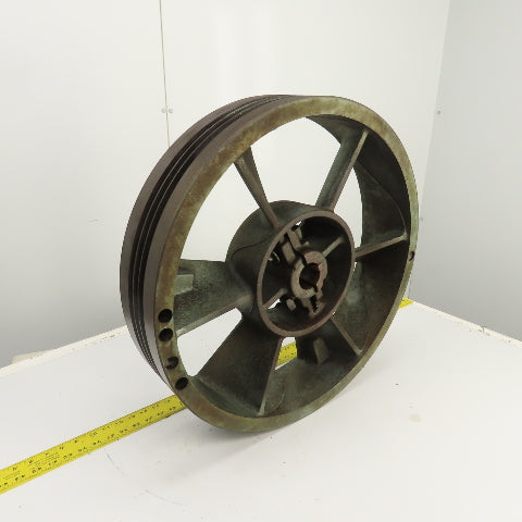 Quincy 8297-1R 23-1/2" OD Cast Iron Air Compressor Flywheel 3-Groove 1.9" Bore