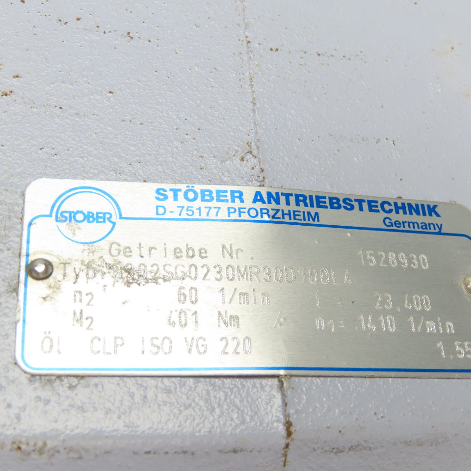 Stober S302SG0230MR30D100L4 Gear Motor 23.4:1 60RPM Output 3kW 220-480V 3Ph