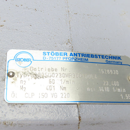 Stober S302SG0230MR30D100L4 Gear Motor 23.4:1 60RPM Output 3kW 220-480V 3Ph