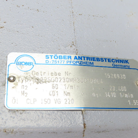 Stober S302SG0230MR30D100L4 Gear Motor 23.4:1 60RPM Output 3kW 220-480V 3Ph