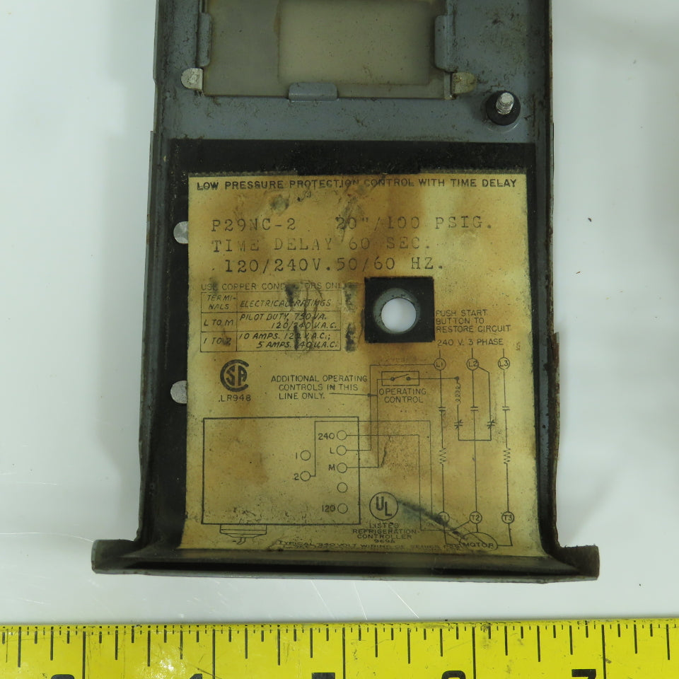 Penn P29NC-2 Low Pressure Control Switch 20/100PSIG W/ Time Delay