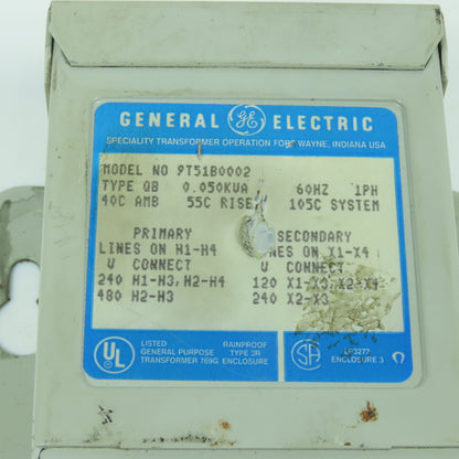General Electric 9T51B0002 0.05kVA GP Transformer Pri 240/480 Sec 120/240 1PH 3R