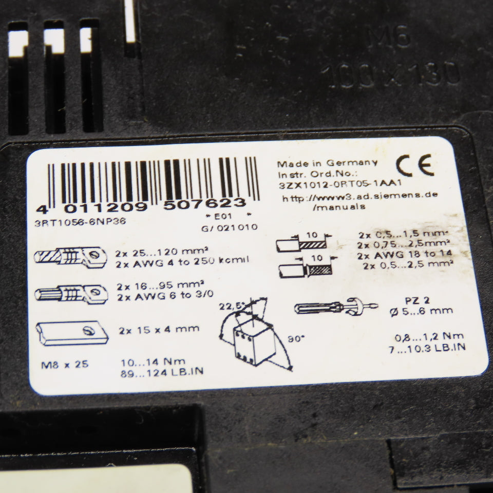 Siemens 3RT1056-6NP36 600V Contactor 200-277V Coil 50/60Hz/DC