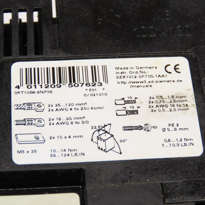 Siemens 3RT1056-6NP36 600V Contactor 200-277V Coil 50/60Hz/DC