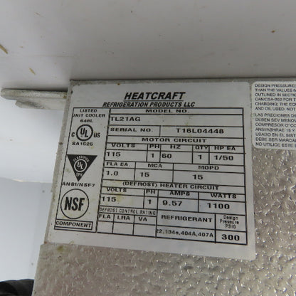 Heatcraft TL21AG Thin Profile Electric Defrost Unit Cooler 115V (No Fan)
