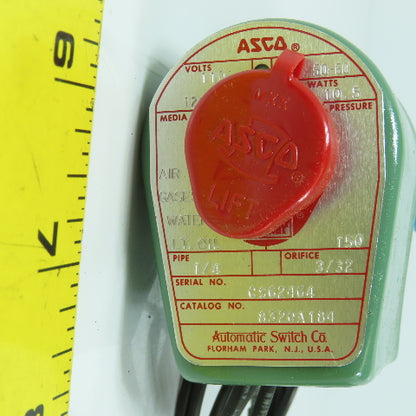 Asco 8320A184 Air, Gas, Water Solenoid Valve 120V 10.5W 1/4" NPT 150PSI 3-Way