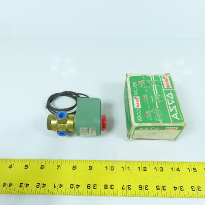 Asco 8320A184 Air, Gas, Water Solenoid Valve 120V 10.5W 1/4" NPT 150PSI 3-Way