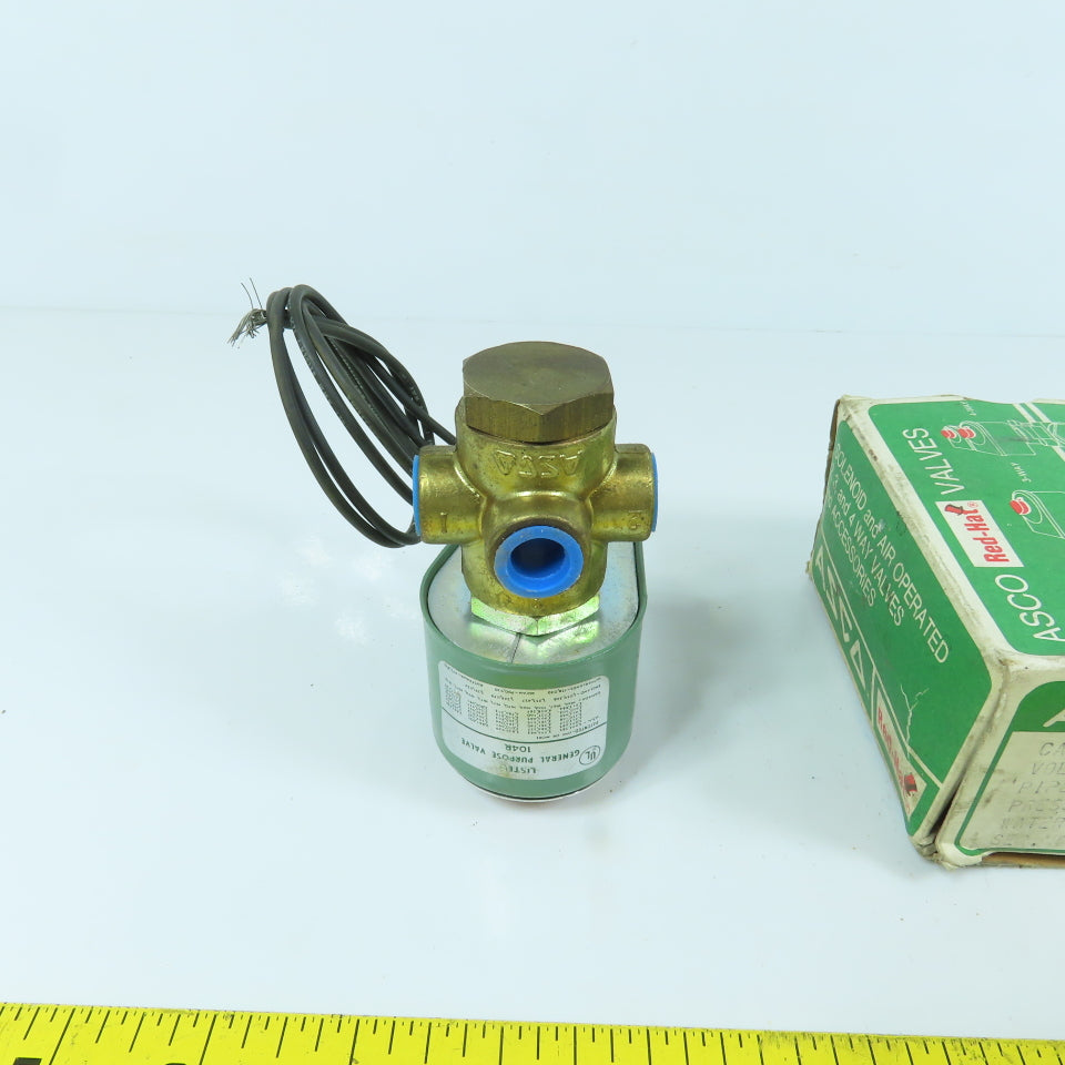 Asco 8320A184 Air, Gas, Water Solenoid Valve 120V 10.5W 1/4" NPT 150PSI 3-Way