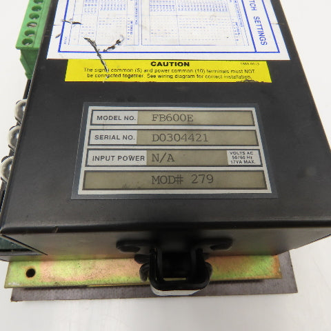 Multlin FB600E Model 276 Static Relay Switch W/ FB600 Power Input Board