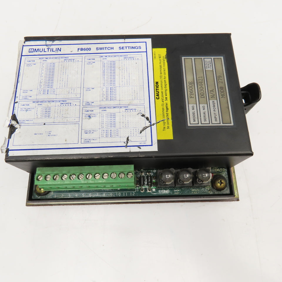 Multlin FB600E Model 276 Static Relay Switch W/ FB600 Power Input Board