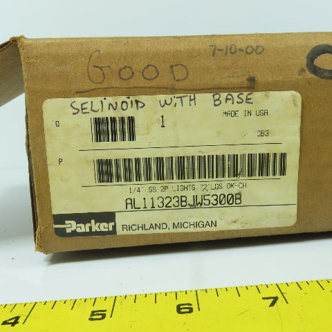 Parker AL11323BJW5300B K142171 Single Solenoid Pneumatic Valve 120V Coil 150 PSI