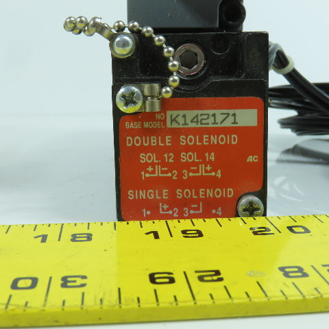 Parker AL11323BJW5300B K142171 Single Solenoid Pneumatic Valve 120V Coil 150 PSI