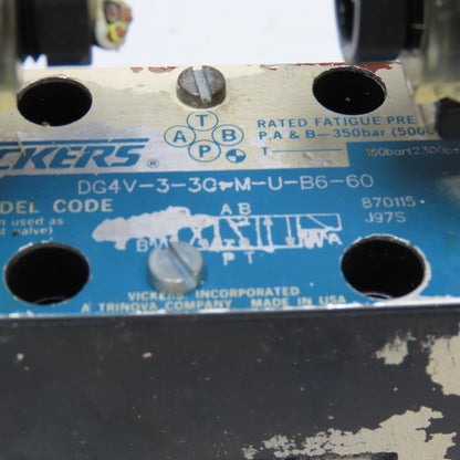 Vickers DG4V-3-3C-M-U-B6-60 3/4 Way Hydraulic Directional Valve 110V Coil