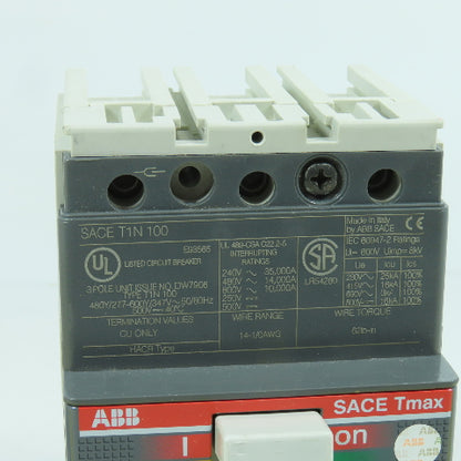 ABB SACE T1N 100 SACE TMAX 15A Circuit Breaker 3-Pole 600V