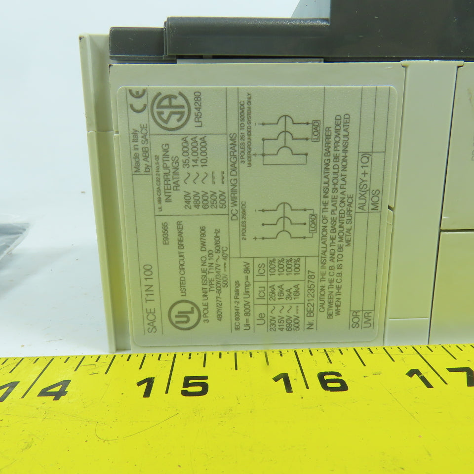ABB SACE T1N 100 SACE TMAX 15A Circuit Breaker 3-Pole 600V