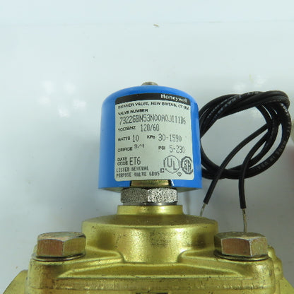 Honeywell 7322GBN53N00A0J111B6 Solenoid Skinner Valve 120V 3/4" 5-230PSI