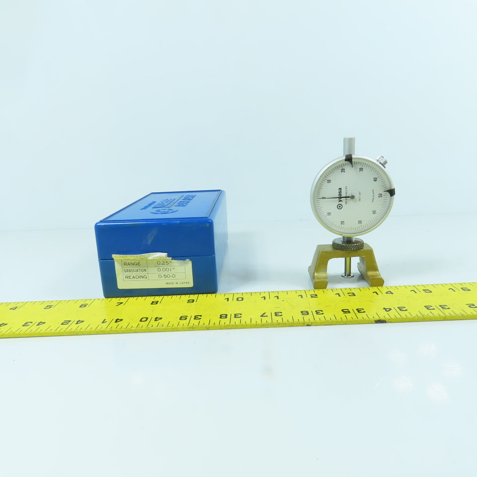 Yuasa 125115 0.001" Graduation Dial Indicator Gage 0.25" Range W/ Stand