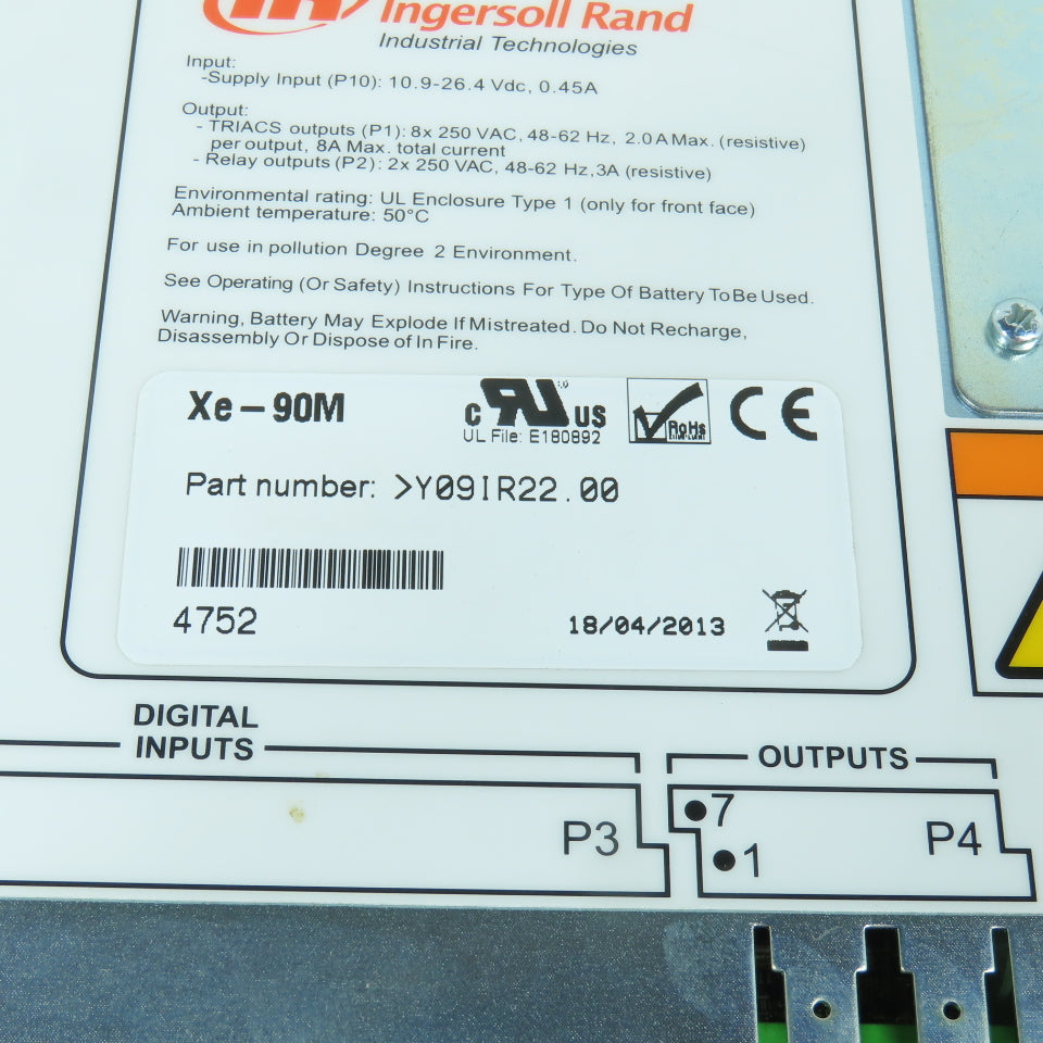 Ingersoll Rand Y09IR22.00 Xe-90M Rotary Screw Compressor Controller "Tested"