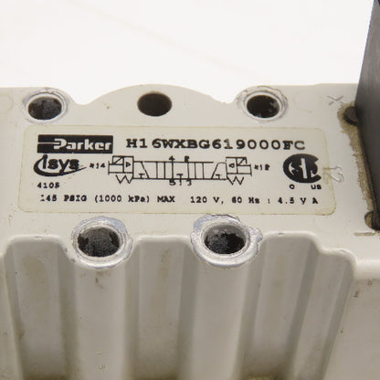 Parker H1 6WXBG619000FC 3 Position Solenoid Valve 120V Coil 145 PSI