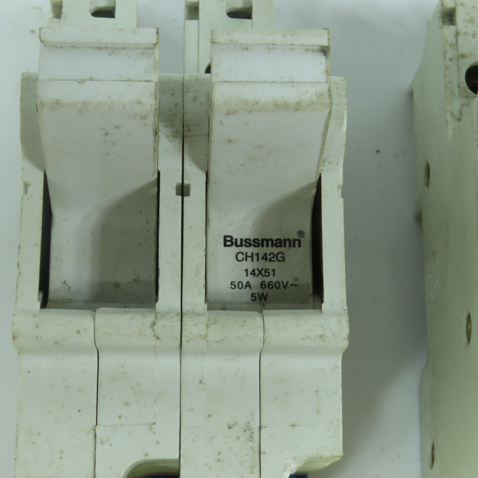 Bussman CH142G 50A Double Fuse Holder 660V AC Lot Of 5