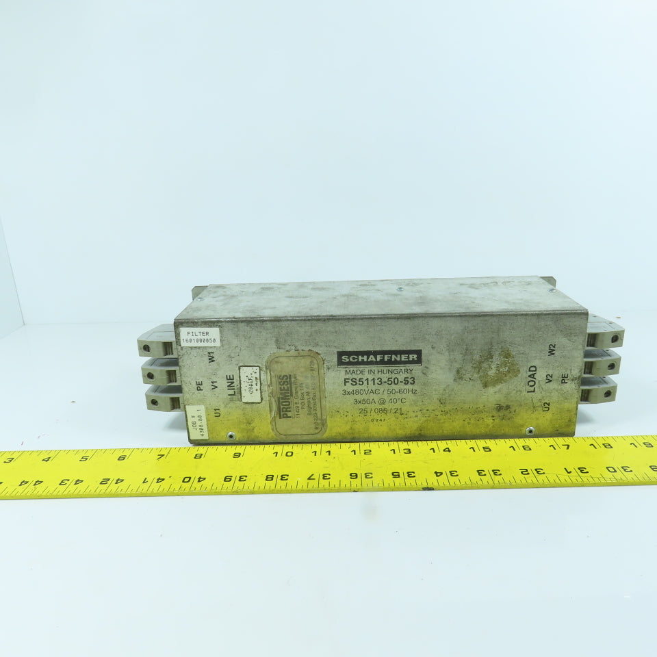 Schaffner FS5113-50-53 Inline Noise Filter 3x480VAC 50/60HZ 3x50A