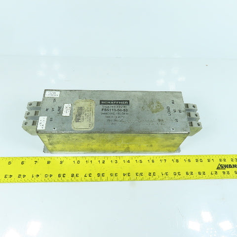 Schaffner FS5113-50-53 Inline Noise Filter 3x480VAC 50/60HZ 3x50A