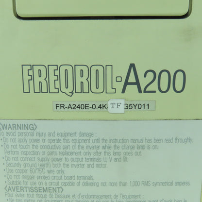 Mitsubishi FR-A240E-0.4K-TF Freqrol-A200 Inverter Drive 380-480V 1HP