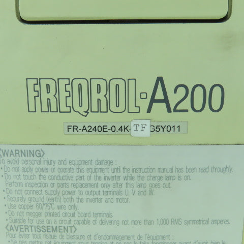Mitsubishi FR-A240E-0.4K-TF Freqrol-A200 Inverter Drive 380-480V 1HP