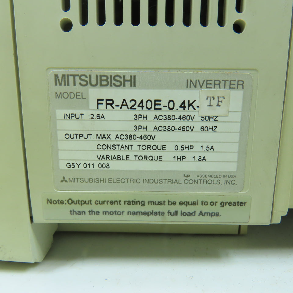 Mitsubishi FR-A240E-0.4K-TF Freqrol-A200 Inverter Drive 380-480V 1HP