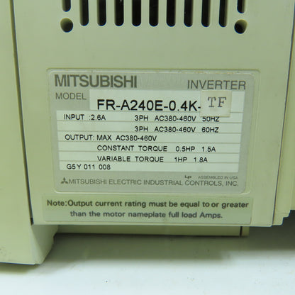 Mitsubishi FR-A240E-0.4K-TF Freqrol-A200 Inverter Drive 380-480V 1HP