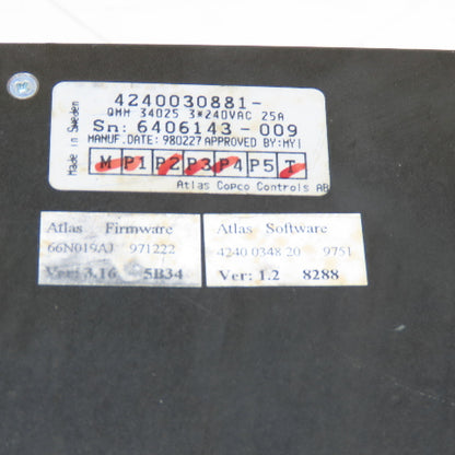Atlas Copco 4240 0308 81 QMM 340 25 Controller Drive 240VAC 25A
