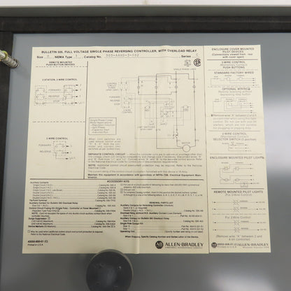 Allen Bradley 505-AAXD-3-102 Size 1 Reversing Contactor 120V Coil 3HP W/Overload