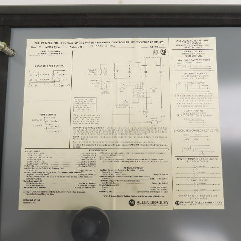 Allen Bradley 505-AAXD-3-102 Size 1 Reversing Contactor 120V Coil 3HP W/Overload