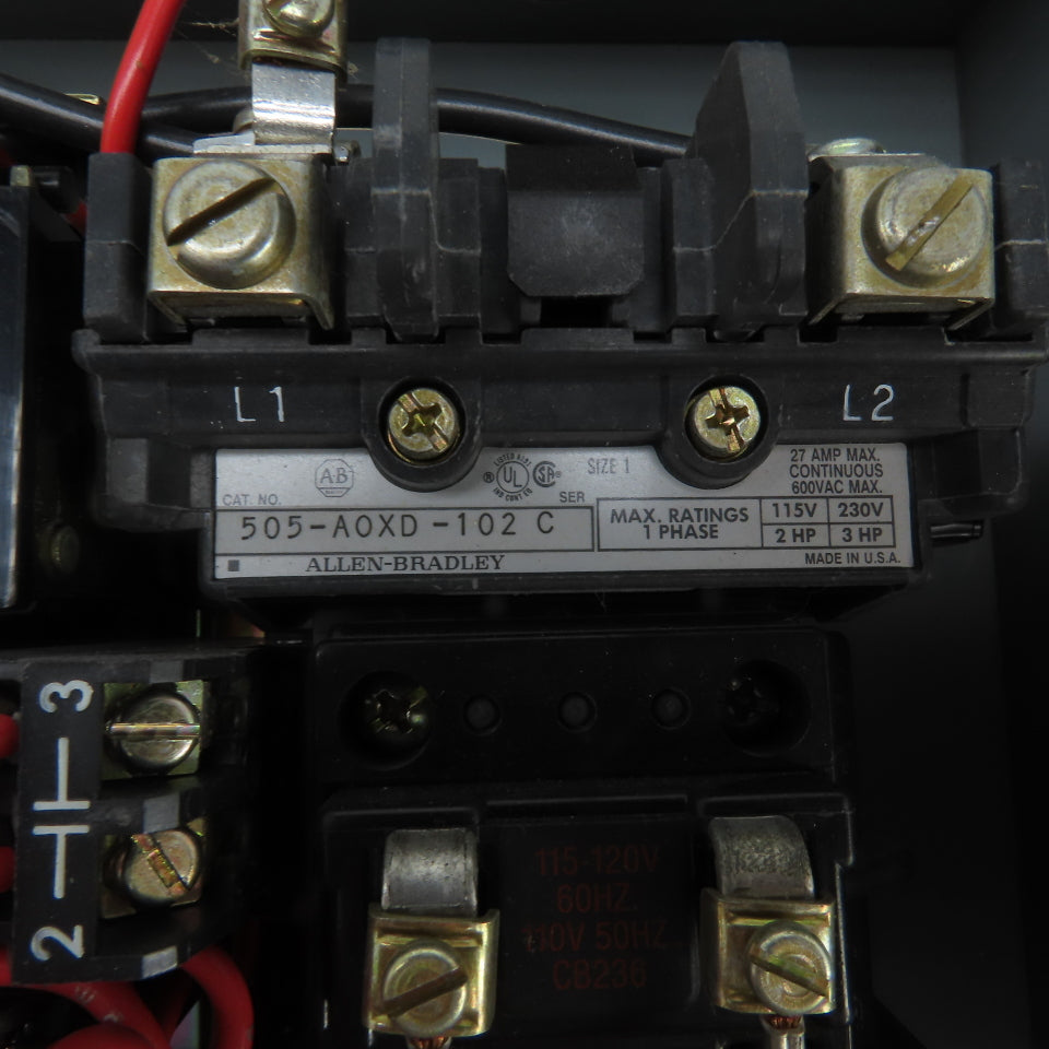 Allen Bradley 505-AAXD-3-102 Size 1 Reversing Contactor 120V Coil 3HP W/Overload