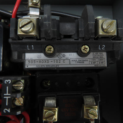 Allen Bradley 505-AAXD-3-102 Size 1 Reversing Contactor 120V Coil 3HP W/Overload