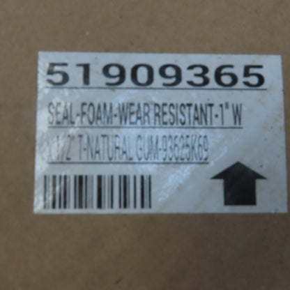 1"W x 1/2"T x 50'L Wear-Resistant Natural Gum Foam Self Adhesive Back