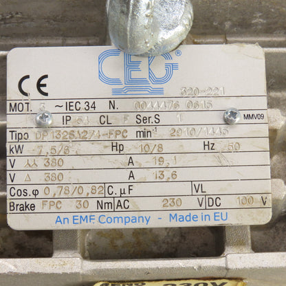 CEG DP132SA2/4-FPC 7.5/6kW AC Electric Motor 2910/1445RPM 380V 3PH 50HZ W/Brake