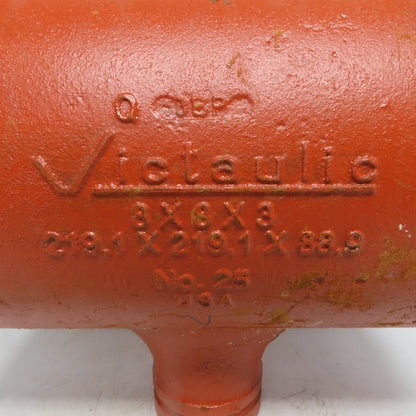 Victaulic No. 25 8x8x3 Reducing Tee Grooved End Ductile Iron Fitting
