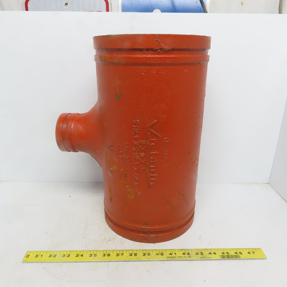 Victaulic No. 25 8x8x3 Reducing Tee Grooved End Ductile Iron Fitting